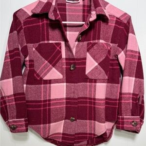 Sugar and Jade tween Small size 8 Pink Plaid Button-Up Flannel Plaid Shirt